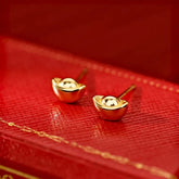 Chinese Traditional Mini Yuanbao Earrings